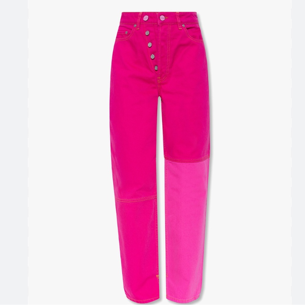 GANNI TWO TONE HIGH RISE STRAIGHT LEG JEAN
